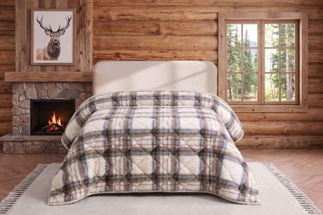 Merinos Loft Yorgan 195X215 Volante Gri