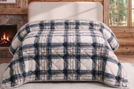 Merinos Loft Yorgan 195X215 Volante Mavi
