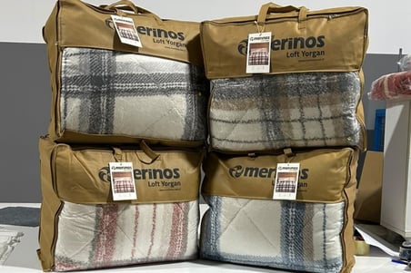 Merinos Loft Yorgan 195X215 Volante Mavi