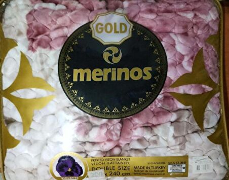 Merinos Halı Gold Çift Kişilik Emboss Battaniye Çok Renkli 155 x 220 cm