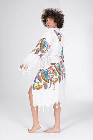 Varol Baskılı Bambu Peştemal Sabahlık Bornoz