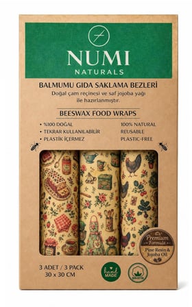 Numi Naturals Balmumlu Sandviç Keseleri – Yeniden Kullanılabilir, Doğal Kumaş, 