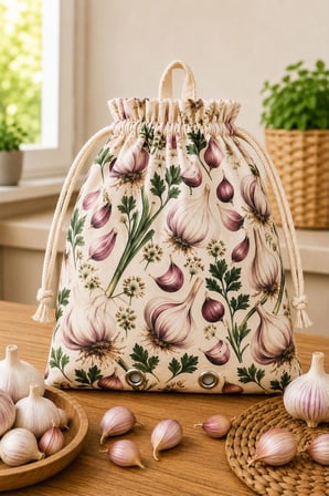 Numi Naturals %100 Pamuklu Kuşgözü Havalandırmalı Sarımsak Kesesi 30X35 Cm