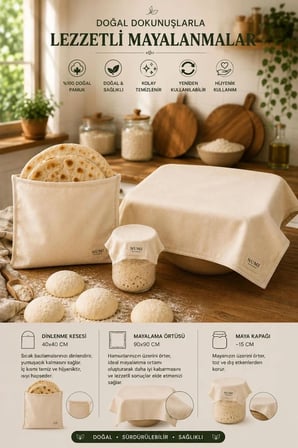 Numi Naturals Doğal Mayalama Seti – Pamuklu Hamur Dinlendirme Ve Mayalama Seti