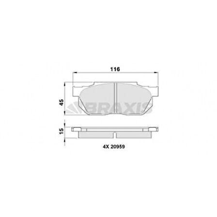 Honda On Fren Balatası Honda CIVIC 88-91 Crx 89-92 Accord 83-85 Prelude 86-> - Braxıs Aa0349