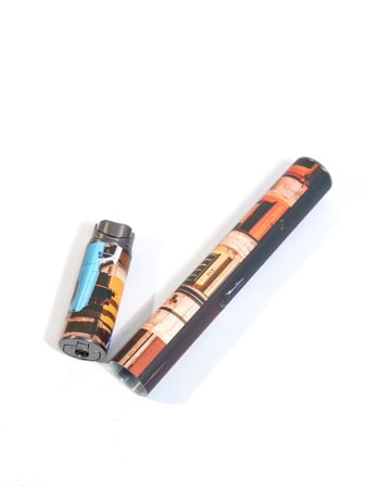 Cohiba Küba Desenli Özel Üretim Metal Puro Tüpü & Tek Torch Pürmüz Puro Çakmağı - TR9618
