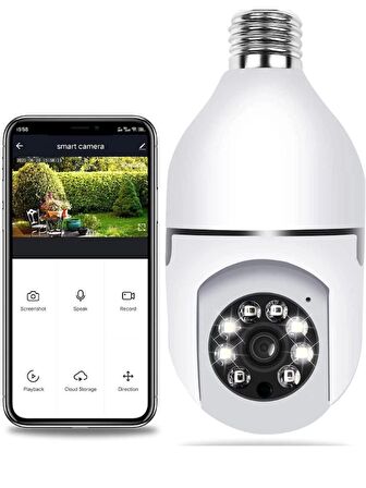 Kablosuz WiFi Ampul 1080p Güvenlik Kamerası İç ve Dış Mekan 2.4GHz WiFi Smart 360 Blm-07