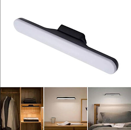 SİYAH 3 RENK DOKUNMATİK ŞARJLI MASA LAMBASI ÇALIŞMA MASASI EV ELBİSE DOLABI LED IŞIK LAMBA 