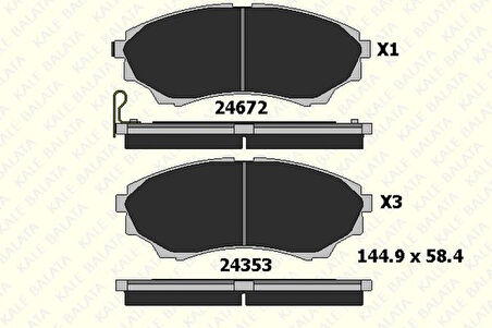 Ford On Fren Balatası Mazda 4x4 B 2500 Ranger 02>06 2,5td / 3,0td 06>12 - Kale B 24353 150 05 Ans