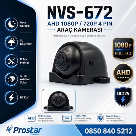 AHD 1080P/720P Profesyonel AHD Yan Araç Kamerası IP67 Su Geçirmez Kompakt Tasarım