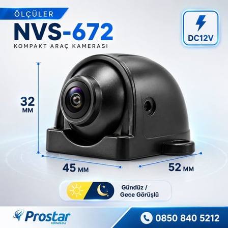 AHD 1080P/720P Profesyonel AHD Yan Araç Kamerası IP67 Su Geçirmez Kompakt Tasarım