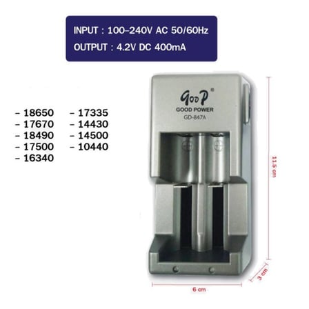 GD-847A 18650 14500 3.7V Çift Yuvalı Pil Şarj Cihazı