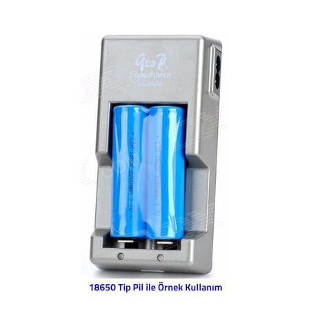 GD-847A 18650 14500 3.7V Çift Yuvalı Pil Şarj Cihazı