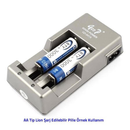 GD-847A 18650 14500 3.7V Çift Yuvalı Pil Şarj Cihazı