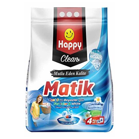 Happy Clean Toz Çamaşır Deterjanı Renkli ve Beyazlar İçin 4 kg