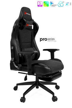 XPrime Over Pro. Oyuncu Koltuğu Hybrid Kumaş Jet Black Siyah