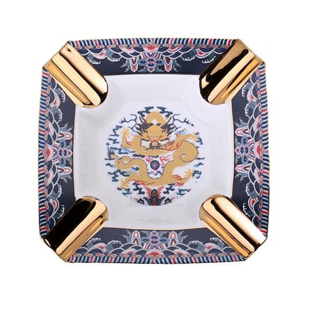 Elegant Chinese Dragon Büyük Boy 4lü Puro Küllüğü Desenli Gold