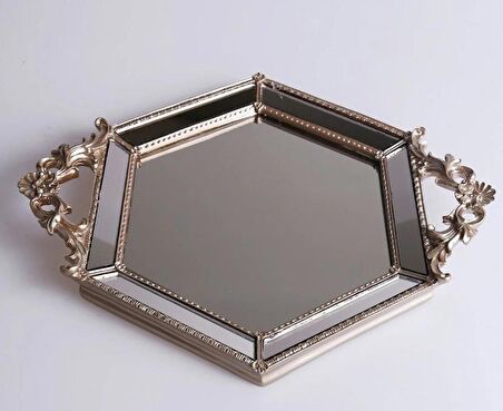 Selim Altıgen Aynalı Tepsi Vizon STPS 108VZN70RS