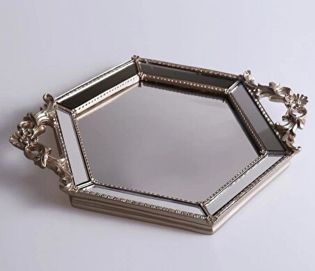 Selim Altıgen Aynalı Tepsi Vizon STPS 108VZN70RS