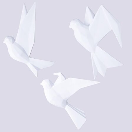 Mouette 3'lü Dekoratif Kuş Beyaz