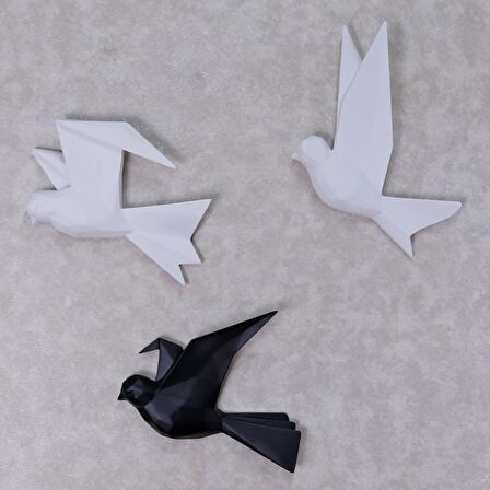 Mouette 3'lü Dekoratif Kuş Beyaz