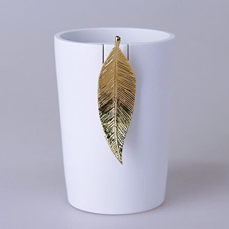 By Selim Home Leaf Polyester 5 Parça Banyo Seti Beyaz-Altın