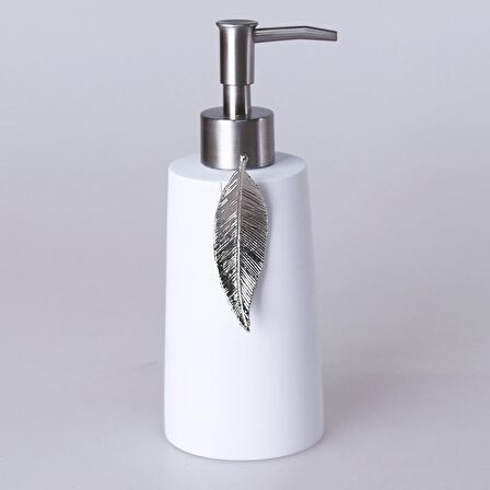 By Selim Home Leaf Polyester 5 Parça Banyo Seti Beyaz-Gümüş