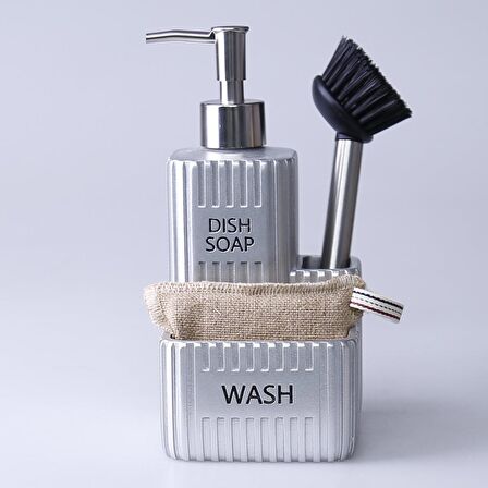 Grooved Fırçalı Sıvılı Süngerlik Gümüş