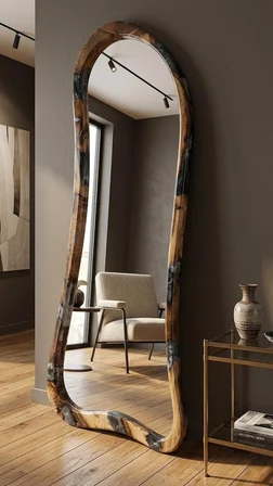AHŞAP & ANTRASİT EPOKSİ BOY AYNASI | 180 x 75 cm |