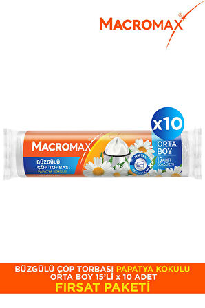 Büzgülü Çöp Torbası Papatya Orta Boy- 15'li X10