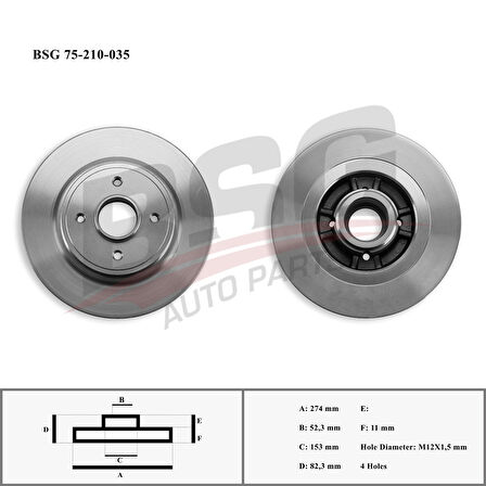 Renault Fren Diski Arka - Rulmansız - Bsg 75-210-035