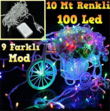 100 Ledli Renkli 5 Fonksiyonlu 10 mt LED Yılbaşı Ağaç Süsü Sarkıt Işık LED Işık Ağaç Süsleme