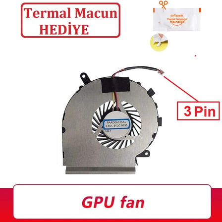 MSI GE62, GE72, PE60, PE70 Serisi Notebook CPU-İşlemci Fanı - Ver.1 (3 Pin)