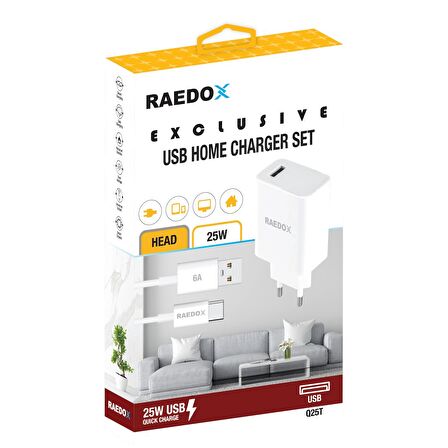 Raedox Q25T 25W Usb Type-C Quick Şarj Seti