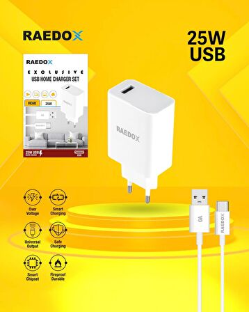Raedox Q25T 25W Usb Type-C Quick Şarj Seti