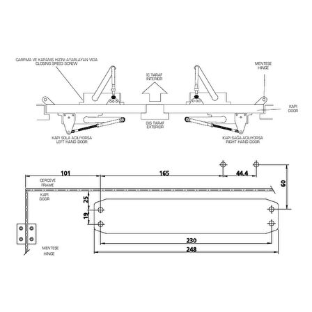 Kale Kapı Hidroliği 2-5 No Güç Ayarlı Kd002/50-400-0 (25-120 Kg)