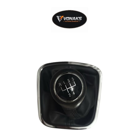 VW Polo 6R 6C 09-17 5 İleri Körüklü Vites Topuzu Gümüş Çerçeveli Siyah 6R0711113
