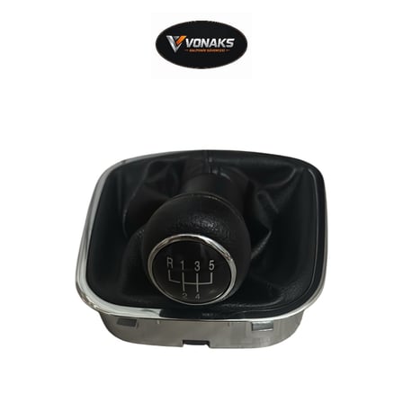 VW Polo 6R 6C 09-17 5 İleri Körüklü Vites Topuzu Gümüş Çerçeveli Siyah 6R0711113