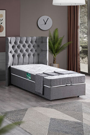 Matilda Tek Kişilik Baza Başlık Comfort Yatak Seti Antrasit