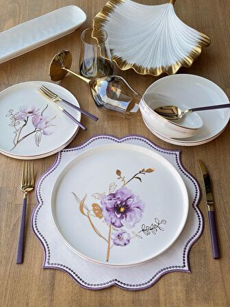Yamaç Home Modern Violet 24 Parça 6 Kişilik Yemek Takımı