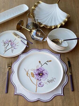Yamaç Home Modern Violet 24 Parça 6 Kişilik Yemek Takımı