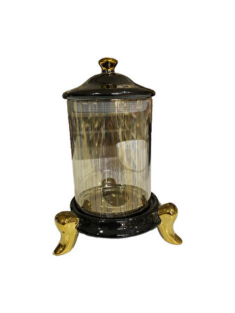 20 CM SİYAH & GOLD AYAKLI KAVANOZ