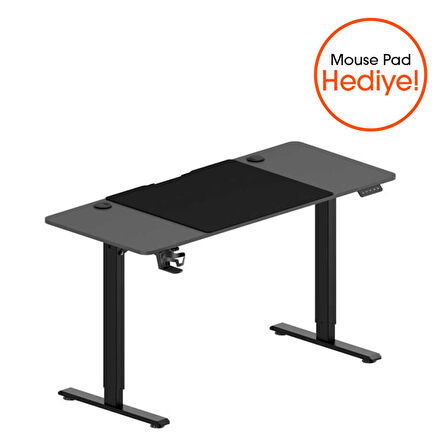 Adore Gaming Maestro-X Yükseklik Ayarlı Oyuncu Masası - Siyah 140x72-117x60 cm