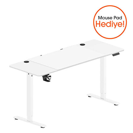 Adore Gaming Elevator-X Yükseklik Ayarlı Oyuncu Masası - Beyaz 160x72-117x75 cm