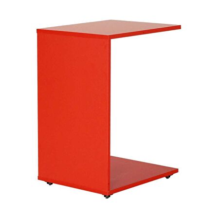 Çok Amaçlı Tekerlekli C Koltuk Sehpası - Kırmızı