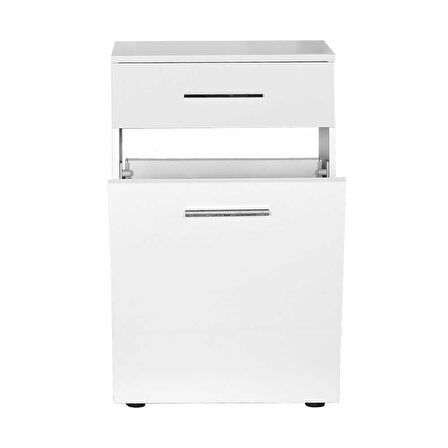 Diamond Çamaşır Sepetli ve Çekmeceli Çok Amaçlı Dolap - Lake Beyaz