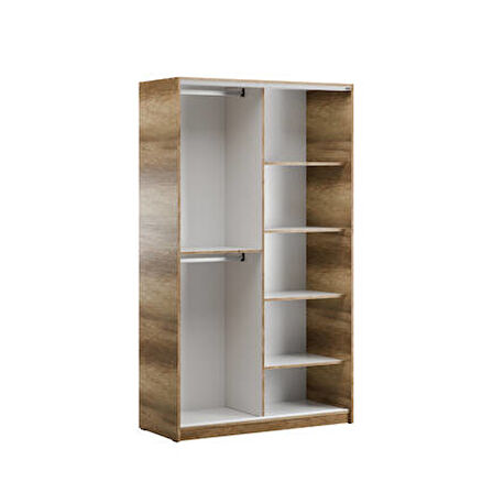 Elit Plus Aynalı Sürgülü Gardırop-Açık Ceviz (Tori) 120x207x52 cm (GxYxD)