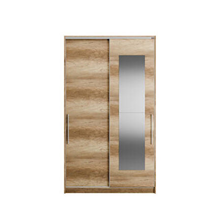 Elit Plus Aynalı Sürgülü Gardırop-Açık Ceviz (Tori) 120x207x52 cm (GxYxD)
