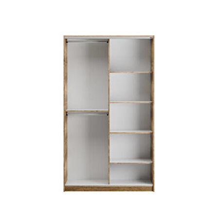 Elit Plus Aynalı Sürgülü Gardırop-Açık Ceviz (Tori) 120x207x52 cm (GxYxD)