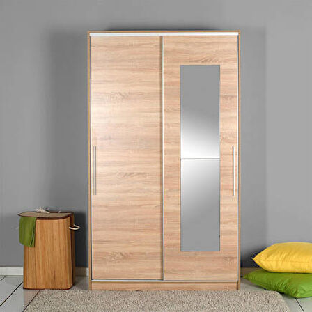 Elit Plus Aynalı Sürgülü Gardırop-Sonoma 120x207x52 cm (GxYxD)